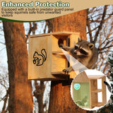 Widened Large Wooden Squirrel House Outdoor with External Platform & Porch, Squirrel Nesting Box, Squirrel Boxes for Outside, Chipmunk Houses, Easy Assembly
