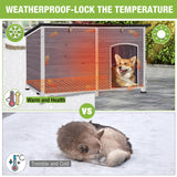 Heated Dog House Outdoor 59.1" Extra Large 100% Insulated Dog Kennel with Liner Keep Warm in Winter,All Around Metal Frame Dog Cage