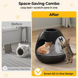 COZIWOW Copod8 Space Capsule Cat Bed with Smart Ozone Deodorization, All-Season Heated Mat, Original Replaceable Cat Scratcher, Convertible Planter Design (Black)