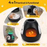 COZIWOW Copod8 Space Capsule Cat Bed with Smart Ozone Deodorization, All-Season Heated Mat, Original Replaceable Cat Scratcher, Convertible Planter Design (Black)