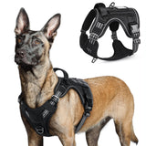 rabbitgoo Tactical Dog Harness for Large Dogs, No Pull Military Service Vest with Handle & Molle, Easy Control for Training Walking, Adjustable Reflective Straps, Black, L