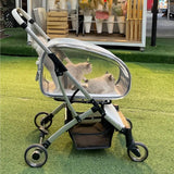 PJDDP Cat Stroller, Pet Cart,Foldable Pet Stroller for Large Cat Or Small Dogs with Detachable Carrier,Lightweight,Mesh Windows,Breathable,Clear
