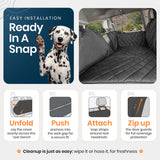 4Knines Back Seat Extender for Dogs Hard Bottom w/EZ Door Guard Black XL