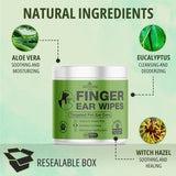 NOVEHA 50PCs Dog Ear Wipes Finger Glove Fit | Easy Ear Cleaning for Dogs & Puppies, Cats & Kittens | Gentle Pet Ear Cleaner Finger Wipes for Puppy, Kitten & More | Cat & Dog Ear Wash | Pet Supplies