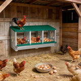 Garvee Large Metal Chicken Nesting Boxes for Hens, 3 Compartment Galvanized Steel Nesting Box, Includes 4 Fake Eggs & 10 Soft Nest Pads Pads, Wall Mount or Freestanding for Coop & Farm