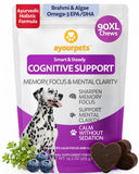 Ayourpets Senior Dog Brain & Cognitive Support Chews – Memory, Focus & Mental Clarity with Brahmi, Ashwagandha & Omega-3 – Ayurvedic Herbal Formula – Fish Flavor – 90 Count