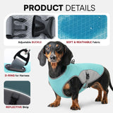 Preferhouse Dog Cooling Jacket for Large Dogs, Pet Cooling Vest with Mesh and D Ring, Dog Reflective Stripe Cooler Jacket for Beach, Hiking, Walking, Blue-L