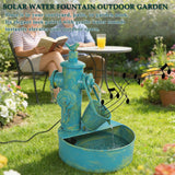 Solar Water Fountain with Backup Battery,Outdoor Metal Bird Bath Fountain,Solar Fountain Bird Bath for Garden, Patio & Yard Decor,Working at Night for at Least 6 Hours