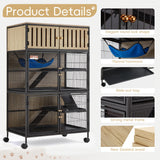 Fragess Metal Large Guinea Pig Cages 5 Levels, 50.0" H Rolling Ferret Cage with Removable Ramps & Double Door, Cage with Locker, Squirrel Cage Christmas Decoration Pet Crate Furniture