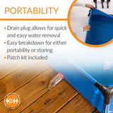 K&H Pet Products Portable Dog Pool & Pet Bath for Dogs and Puppies, Swimming Pool for Large Pets, Heavy Duty Liner with Metal Frame, Easy Drain Plug, Foldable - Extra-Large 50 X 32 X 9in Chill Blue