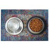 Lovewag Pets Waterproof 2-Pack Pet Feeding Mats - 16" x 24" Premium Cat & Dog Food Mat - Non-Slip, Machine Washable Food Mat Protects Floors & Contains Water Bowl Spills - Place Mats (Bohemian Jewel)