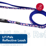 Coastal - Li’l Pals Reflective Leash - Extra-Narrow Width and E-Z Snap - Red with Reflective Bones and Triangles - 3/8” x 6’