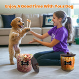 HOYTAMDAR 2 Pack Airtight Dog Food Storage Container,Dog Treat Container Dog Treat Jar with Wood Lids 6x5'',Pet Food Storage Container,Cat Food Container with Scoops,Food Tong,Labels,Pen