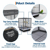 GarveeLife Small Bird Cage, 20 Inch Bird Cage, Parakeet Cage with Tray and Handle for Parrot Cockatiels Budgies Finch Lovebirds Pigeons, Black