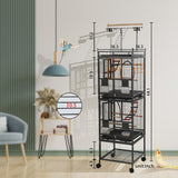 68" Double Bird Cage,Stackable Divided Parakeet Cage, Parrot Cages for Medium Birds with Bird cage Cover,Birdcage Seed Catcher,for Cockatiels Canaries Lovebirds Finches Budgies Small Parrots