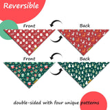 Raisingwell Christmas Dog Bandanas 2 Pack, 4 Pattern Reversible Holiday Bandana for Boy and Girl, Dog Scarf for Medium and Large Breed Dogs | Chritmas Gift | Reindeer | Santa Claus | Tree |