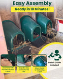 Roll-Out Chicken Nesting Boxes - 5-Pack Plastic Nest Boxes for Chickens, Hens & Ducks - Egg Laying Boxes with Perch and Roll Away Egg Collection for Coop