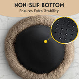 PetJett Calming Medium Dog Bed - 30'' Round Dog Beds - Washable Dog Bed - Anti-Slip Super Soft Fluffy Plush Donut Bed, Anti-Anxiety Premium Comfort Pet Bed, Fits Dogs up to 45 lbs - Beige