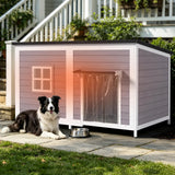 59" Outdoor Dog House with Insulated Liner, Extra Large Breed Dog Kennel, Keep Warm in Winter Outside, Easy to Install Heated Anti-Chewing Metal Frame Design for Small Medium Large Dogs