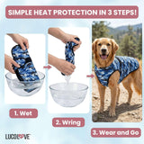 LUCOLOVE Dog Cooling Vest - 2-Layer Cooling with Soft Microfiber Fabric - Lightweight, Adjustable and Comfortable - UV Protection for Small to Large Dogs - Relief in Hot Weather (Blue, Large)