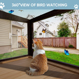 FunXplore Cat Window Box Weatherproof Catio Outdoor Cat Enclosure Perch with Side Detachable PVC Panels Bug-Proof Wire Grid Fits Double Hung Frames 25.4" to 43.3" Wide Sunbathing Napping Overlooking