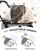 GTPLAYER Pet Stroller for Small Dogs & Cats, 3-in-1 Foldable Pet Stroller with Detachable Carrier, 360° Swivel Front Wheels & Rear Brakes, Up to 45 lbs, Grey