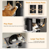 UYMI XXL Cat Tree, 67" Heavy Duty Cat Tower for Indoor Cats Large Adult with 13 Thick Scratching Posts (φ4.3), Large Perch, Spacious Condo, Hammock - for Maine Coon up to 20 lbs, Black