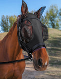 HackFond Horse Fly Mask with Ears, UV Protection, Breathable Mesh, Snug Fit Wear Under Halter, Fly Mask for Horses Black Cob