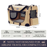 Petprsco Portable Collapsible Dog Crate, Travel Dog Crate 24x17x17 with Soft Warm Blanket and Foldable Bowl for Large Cats & Small Dogs Indoor and Outdoor