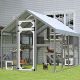 Extra Large Catio Outdoor Cat Enclosure Waterproof, Walk-in Outdoor Pet House for Multiple Cats, Catio Cat Run Cage with Bridges, Weatherproof Full Cover, 8 Platforms, 2 Resting Box