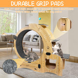 55" Large Cat Wheel for Indoor Cats, 6-in-1 Multifunctional Cat Treadmill with Cat Bed, Scratching Board, Detachable Mat, Climbing Frame & Toys, Ideal for Running, Walking & Daily Training