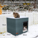 GASUR Large Heated Cat House for Outdoor Cats in Winter, Highly Elevated Base Waterproof & Insulated Feral Cat House, Warm Cat Shelter with Heating Pad Warm House for Outside Stray Barn Cat