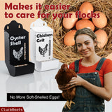 CluckRoots Chicken Grit and Oyster Shell Feeder Combo, No-Spill Weatherproof Heavy-Duty Design, Lift-Off Wall-Mounted Metal Dispenser w/View Window, Chicken Coop Accessories Gifts for Lovers Women