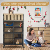 Fragess Metal Large Guinea Pig Cages 5 Levels, 50.0" H Rolling Ferret Cage with Removable Ramps & Double Door, Cage with Locker, Squirrel Cage Christmas Decoration Pet Crate Furniture