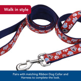 Coastal Pet Ribbon Dog Leash - Contemporary Stylish Look - Durable Fade-Resistant Nylon Material - Perfect for Dogs Red with Paws, 1" x 06'