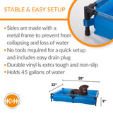 K&H Pet Products Portable Dog Pool & Pet Bath for Dogs and Puppies, Swimming Pool for Large Pets, Heavy Duty Liner with Metal Frame, Easy Drain Plug, Foldable - Extra-Large 50 X 32 X 9in Chill Blue