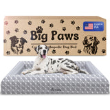 Big Paws Cooling Orthopedic Dog Bed for XL & Senior Dogs + Enclosed Support, High-Density Memory Foam, Waterproof Liners, Washable Cover, Light Gray, XL