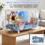 Ecleng 10 in 1 Acrylic Hamster Cage with Complete Ocean Style Accessories,23.2" Double-Level Panoramic Habitat,Easy to Assemble & Clean,Complete Starter Kit for Syrian Hamsters & Mice