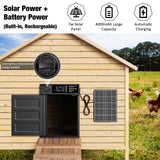 Automatic Chicken Coop Door, Large Size Solar Powered Coop Door with Opening in Emergency, Anti-Pinch, Timer & Light Sensor, Aluminum Waterproof Auto Chicken Door, with 7W Solar Panel