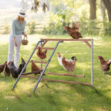 PETSFIT Chicken Perch, Solid Wood & Rustproof Iron Roosting Bar with Swing