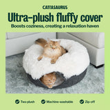 CATTASAURUS Peekaboo Cat Cave for Multiple & Large Cats Up to 30-45 Lbs, Fluffy Cat Beds for Indoor Cats, Scratch Detachable & Washable Tunnel Bed, Comfy Donut Cave (Dark Gray, Large (Calming))