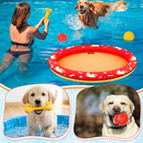 Gemscream 55 x 35'' Inflatable Dog Pool Float Set, Large Dog Float Raft up to 100lbs with Fetch Chew Toy and 2 Squeaky Balls for Summer, with Air Pump & 5ft Woven Ribbon, Outdoor Training, Swim & Play