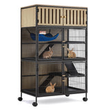 Fragess Metal Large Guinea Pig Cages 5 Levels, 50.0" H Rolling Ferret Cage with Removable Ramps & Double Door, Cage with Locker, Squirrel Cage Christmas Decoration Pet Crate Furniture
