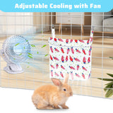 Jevnd No Condensation Rabbit Cooling Pouch with Ice Box for Cage, Up to 12-Hour Cool Ice Bag Hanging for Summer, Washable Arc-Chill Cooling Pack for Small Animal Bunny Chinchilla Ferret Guinea Pig