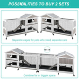 ketive 2-Tier Rabbit Hutch with Wheels, Indoor & Outdoor Small Animal Cage with Deep Pull-Out Tray, Anti-Chew Frame, Habitat for Bunny, Guinea Pig, Chinchilla (60" L x 19" W x 35" H)
