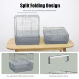 Stainless Steel Travel Bird Cage, 304 Portable Foldable Carrier for Parrots, Conures, Cockatiels, Parakeets – 17 Inch Large Birdcage with Aluminum Handle & Perch(Blue, Large Birdcage)