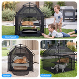 Catio Outdoor Cat Enclosure Pop up Cat Tower Tent Cat Playpen w/Breathable Mesh Portable Catio Kitten Pet Animal Play Pen Indoor Enclosed Kitty Patio Balcony Camping(Square)