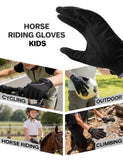 FitsT4 Sports Kids Horse Riding Gloves Girls Boys Equestrian Horseback Riding Gloves Mesh for Youth Children Touchscreen Black S