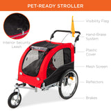 Best Choice Products 2-in-1 Dog Bike Trailer, Pet Stroller Bicycle Carrier w/Hitch, Suspension, Visibility Flag and Reflectors, 66lb Weight Capacity
