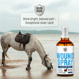 Horse Wound Care Spray with Silver – Wounds, Scratches, Cuts, Abrasions, Itching, Hot Spots, Skin Irritation – First Aid Solution and Breeds – 4 Oz